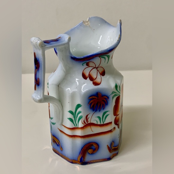 19th Century Antique Gaudy Welsh PAGODA Hexagonal Lustreware Pitcher Jug - Picture 6 of 16